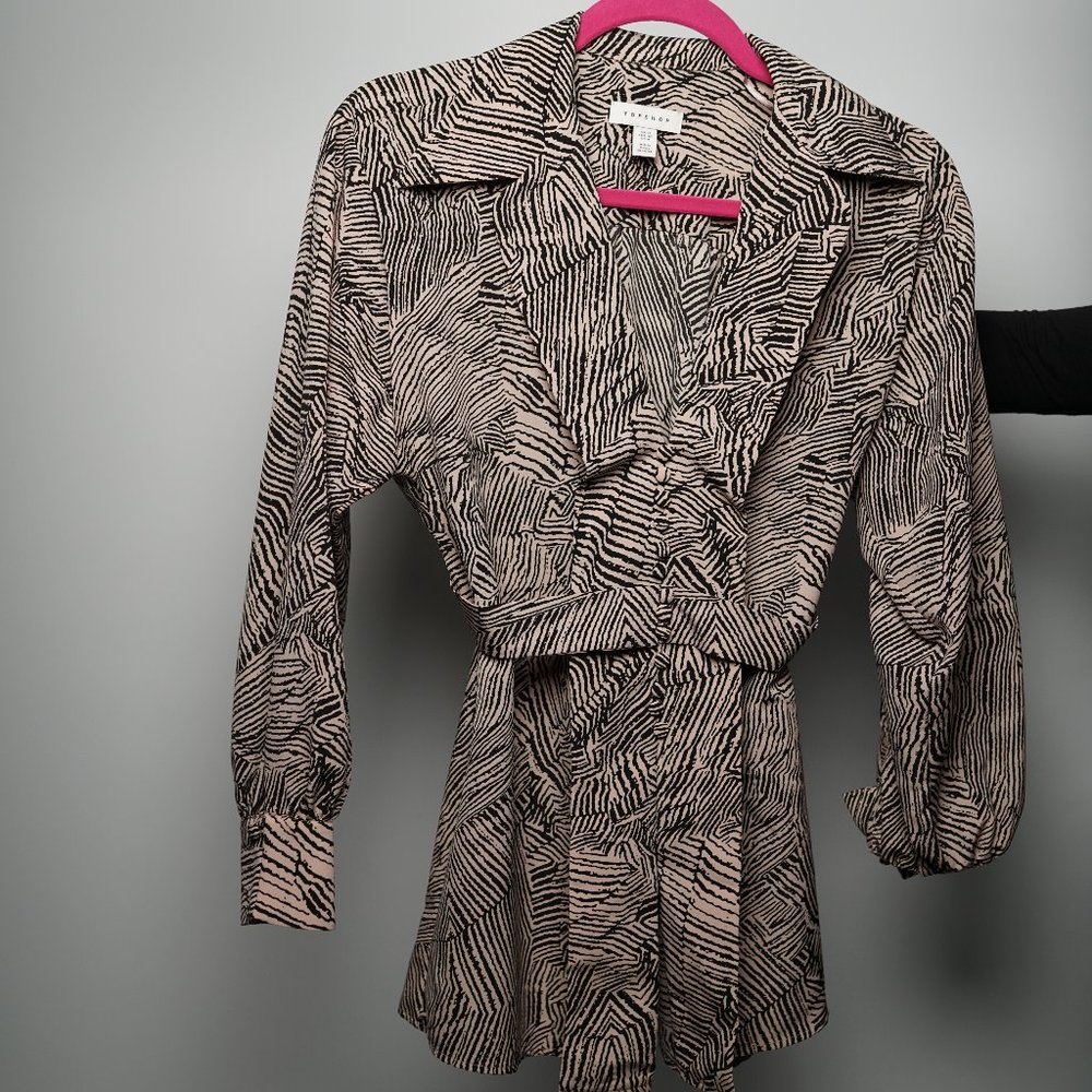 Top Shop Pink Zebra Plunge Blouse